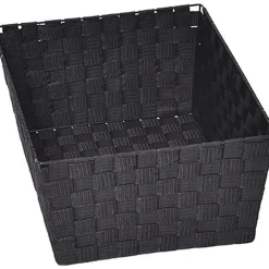 GRANDE PANIERE DRESSING EVASEE EN POLYESTER NOIR