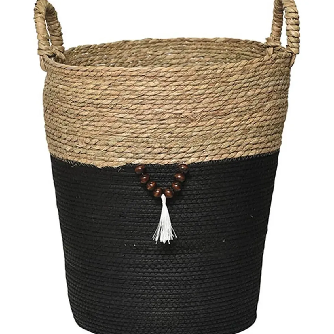 GRANDE PANIERE RONDE DECO NATUREL NOIR