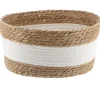 GRANDE PANIER PAILLE ET COTON D.33X23X16CM NATUREL BLANC