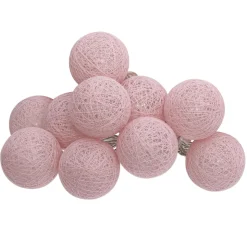 GUIRLANDE LED A PILE TARA 10 BOULES ROSE CLAIR D.6CM