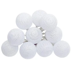 GUIRLANDE LED PILE 10 BOULES BLANC D.6CM