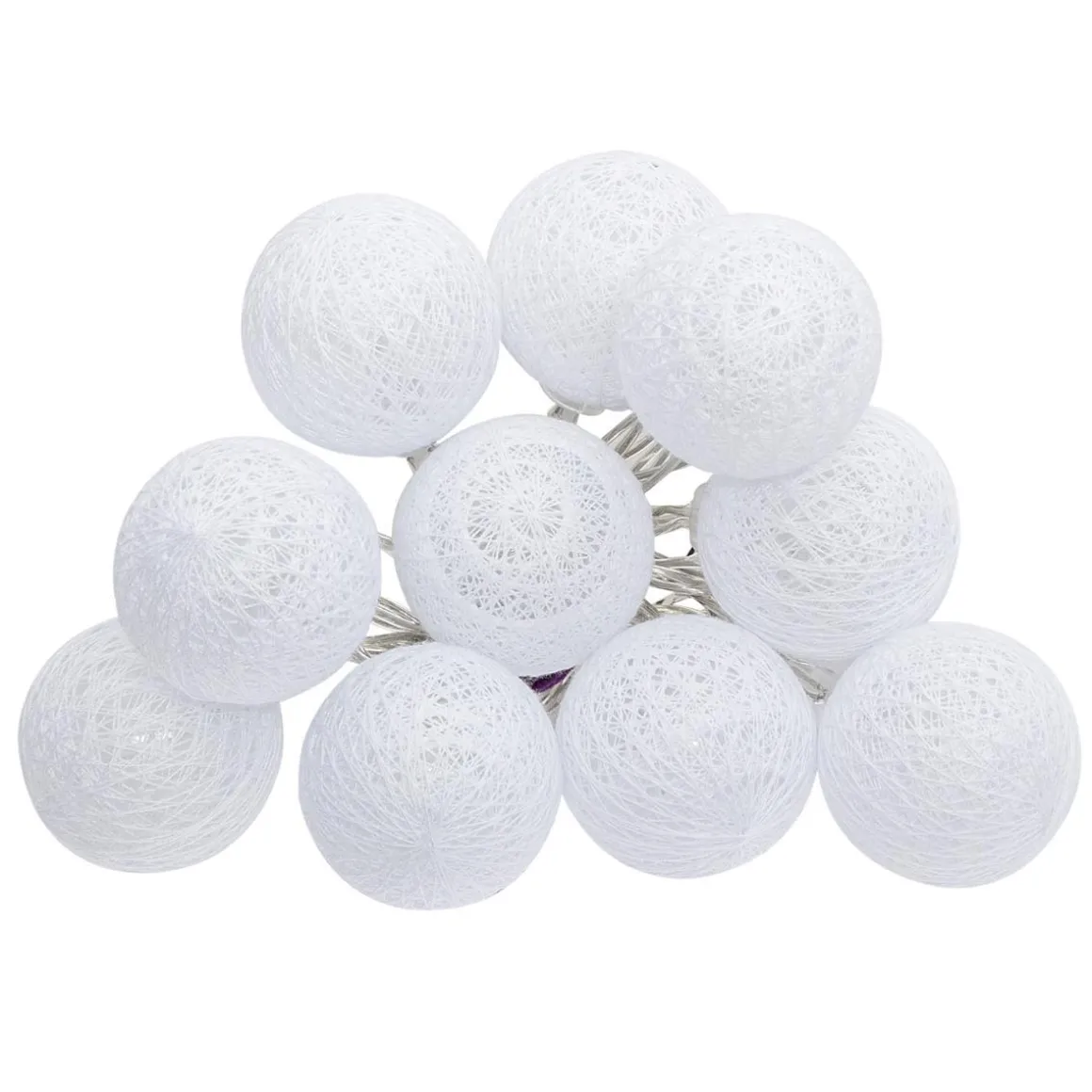 GUIRLANDE LED PILE 10 BOULES BLANC D.6CM