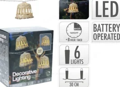 GUIRLANDE LUMINEUSE LANTERNE ROTIN 6 LED BLANC CHAUD