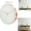 HORLOGE RONDE D.30.5CM BLANCHE CUIVREE