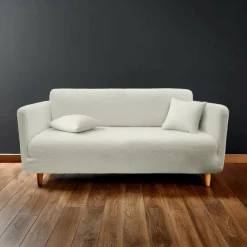 HOUSSE CANAPE 225X245X60CM BOUCLETTE UNIE EXT. LAINA NATUREL