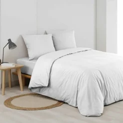 HOUSSE COUETTE 210X200CM MICROFIBRE BLANC