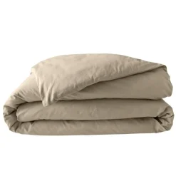 HOUSSE COUETTE 260X240CM PERCALE UNI 78 FILS SABLE