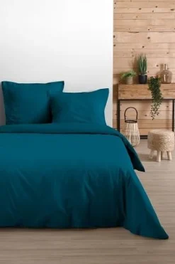 HOUSSE COUETTE 240X220CM PETROLE 57 FILS