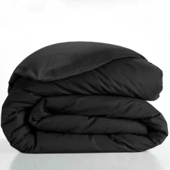 HOUSSE COUETTE 240X220CM UNI 57 FILS LINA NOIR