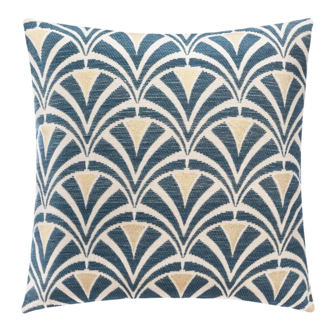 HOUSSE COUSSIN CHENILLE ART DECO BLEU 40X40CM