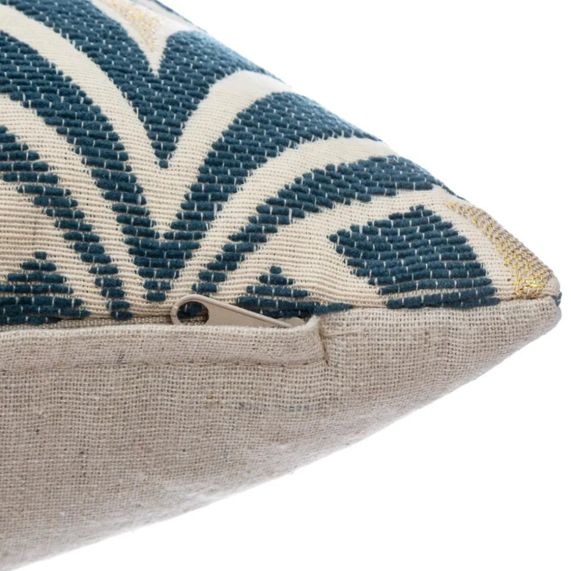 HOUSSE COUSSIN CHENILLE ART DECO BLEU 40X40CM