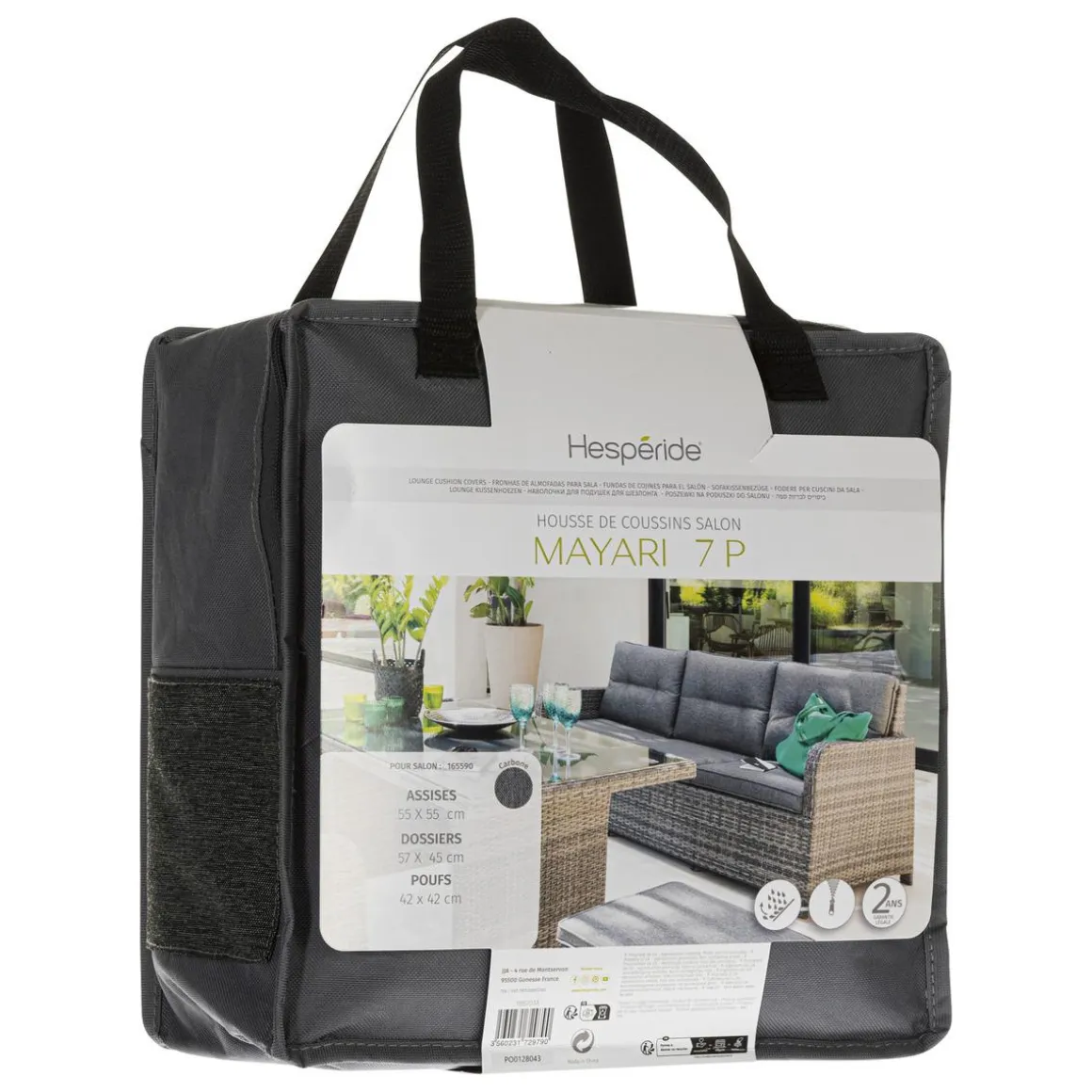 HOUSSE COUSSIN MAYARI 7 PLACES TERRE D OMBRE