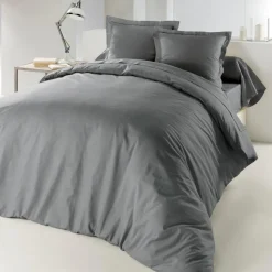 HOUSSE DE COUETTE 2 PERSONNES 240X220CM LINA GRIS SOURIS