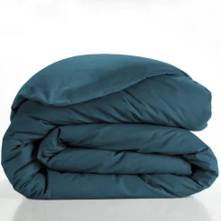 HOUSSE DE COUETTE 240X220CM UNI 57 FILS LINA BLEU