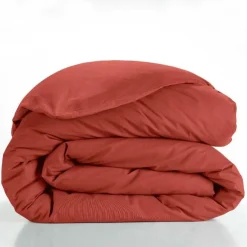HOUSSE DE COUETTE 240X220CM UNI 57 FILS LINA TERRACOTTA