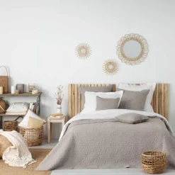 HOUSSE DE COUSSIN 60 X 60 CM FLORETTE TAUPE