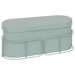 JARDINIERE METAL CELADON AZE L.47CM