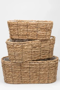 JARDINIERE PANIER OVALE JONC 50X24X21CM