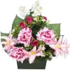 JARDINIERE PIVOINE LYS BOUTON ROSE LUPIN H57CM