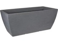 JARDINIERE RECTANGLE EFFET LIGNES D.80X40X34CM GRIS CLAIR