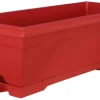 JARDINIERE RESINE EVO 50CM AVEC SOUCOUPE CLIPS ROUGE