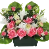JARDINIERE ROSES LYS FEUILLAGE H.47CM
