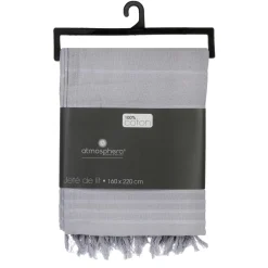 JETE DE LIT EN COTON GRIS CLAIR 160X220CM