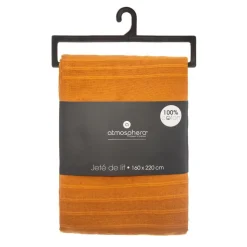 JETE DE LIT EN COTON JAUNE MOUTARDE 160X220CM