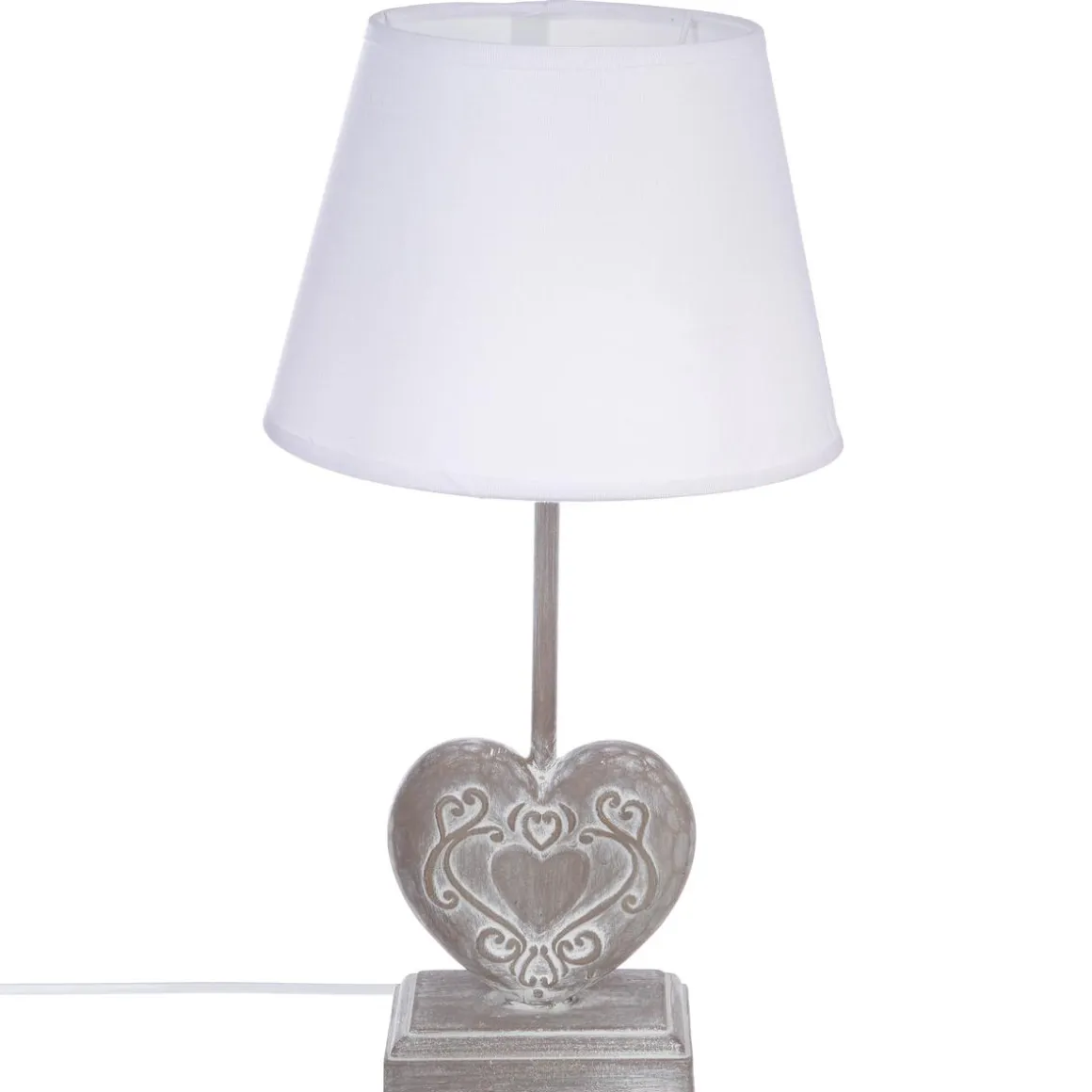 LAMPE BOIS COEUR H.49CM