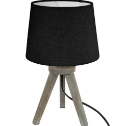 LAMPE BOIS MINI TREPIED NOIR H.31CM