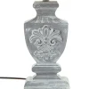 LAMPE BOIS PATINE GRIS H.53.5CM