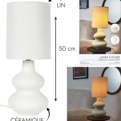 LAMPE CERAMIQUE CREME H.50CM
