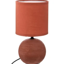 LAMPE CERAMIQUE STRIE BOULE TERRACOTTA H.25CM