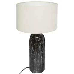 LAMPE CYLINDRE CERAMIQUE MAPU NOIR BLANC H.48CM