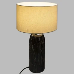 LAMPE CYLINDRE CERAMIQUE MAPU NOIR BLANC H.48CM