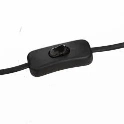 LAMPE DROITE METAL ESTEE NOIR DORE H.57CM
