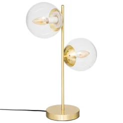 LAMPE DROITE VERRE COL DORE H.50CM