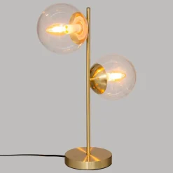 LAMPE DROITE VERRE COL DORE H.50CM