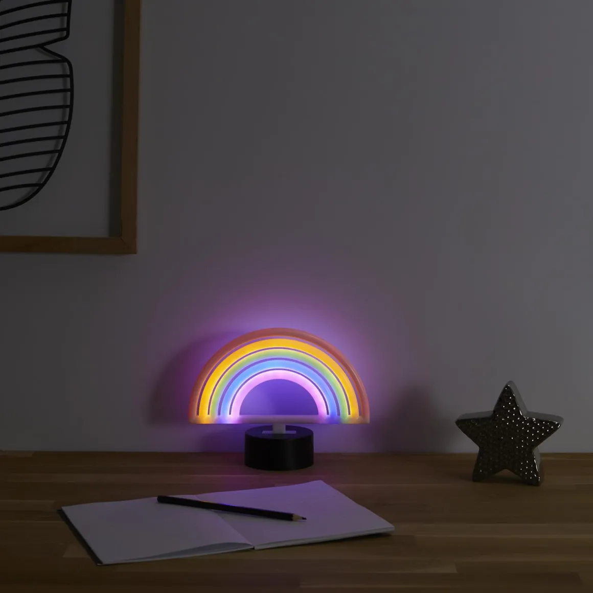 LAMPE LED EFFET NEON ARC EN CIEL PILES