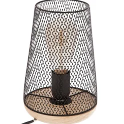 LAMPE METAL BOIS NOIR ZELY H.23CM