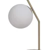 LAMPE METAL DORE GLOBE VERRE BLANC