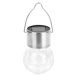 LAMPE SOLAIRE BOULE VERRE INOX 1 LED MULTICOLOR D.6CM