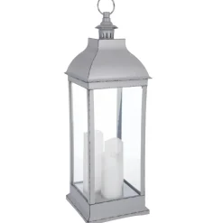 LANTERNE LED ANTIQUE GRIS H.71CM