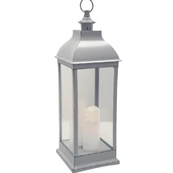 LANTERNE LED ANTIQUE GRIS H.71CM