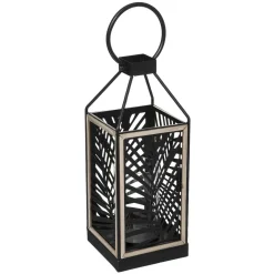 LANTERNE METAL FEUILLE DRISS H.38.5CM