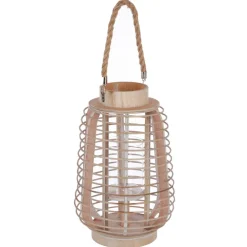 LANTERNE RATTAN ET VERRE H.33CM