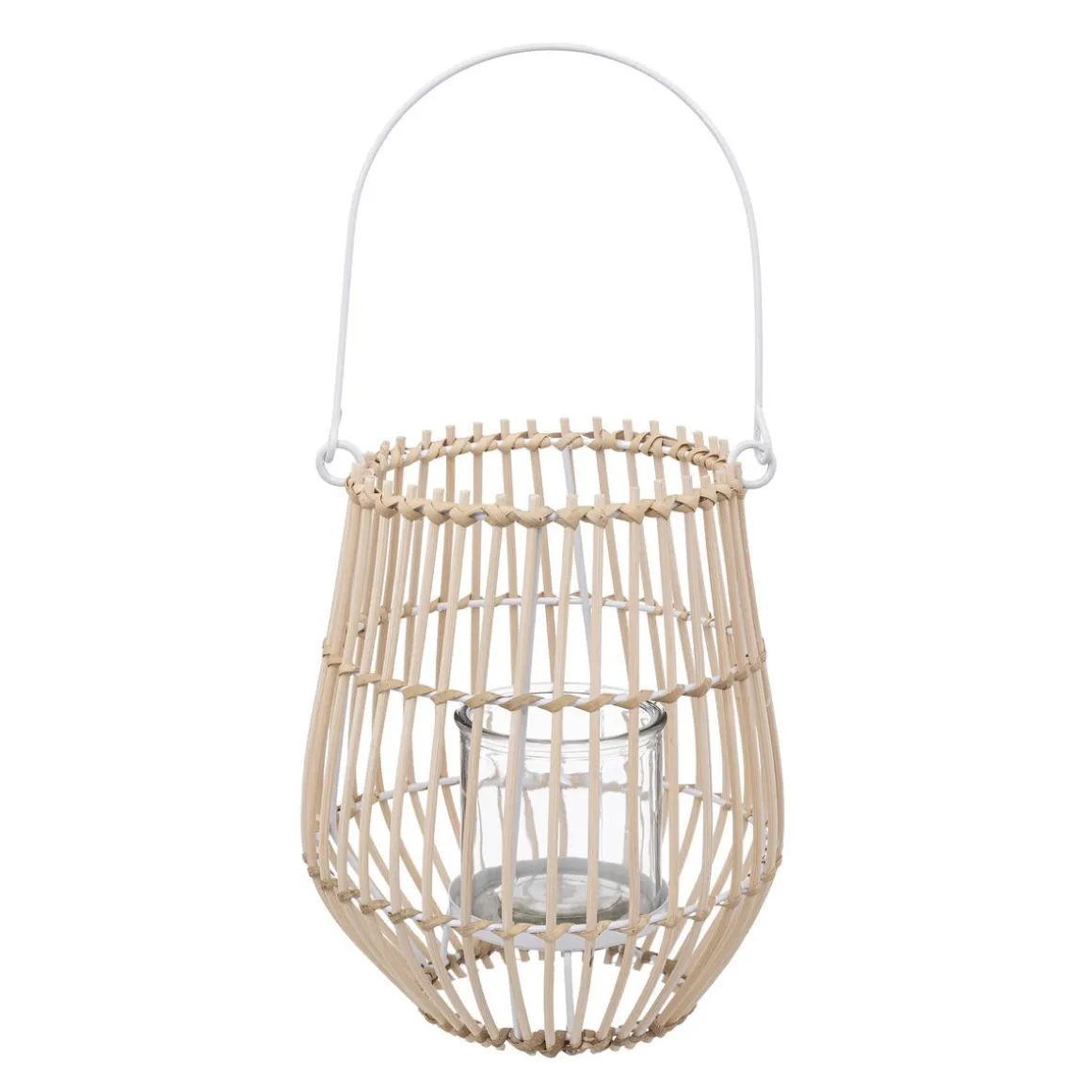 LANTERNE ROTIN METAL H.21.5CM