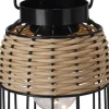 LANTERNE SOLAIRE METAL BICOLORE NOIR RATTAN 14X20CM