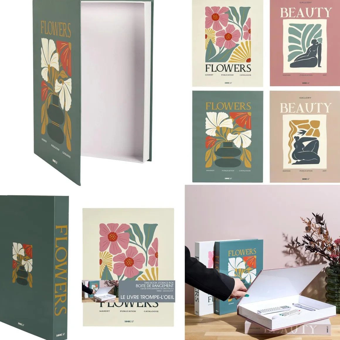 LIVRE RANGEMENT DECO BEAUTY ET FLOWERS 33X25CM