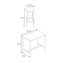 LOKA TABLE MANGE DEBOUT ET 4 TABOURETS